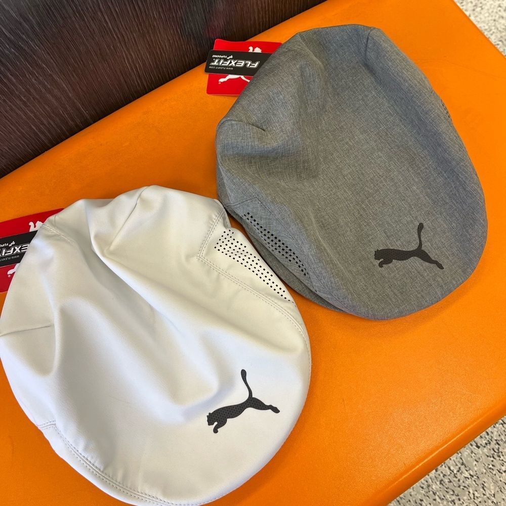 New $80 Unisex 2 Two Puma flat hat golf cap Cobra flexfit S/M White & Gray